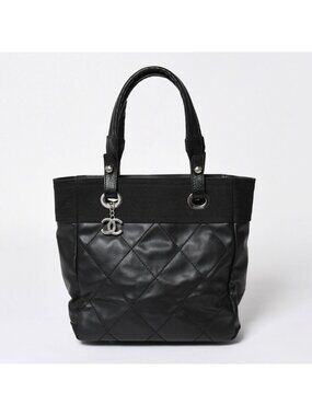 Chanel Tote Bag Paris Biarritz Leather Black
